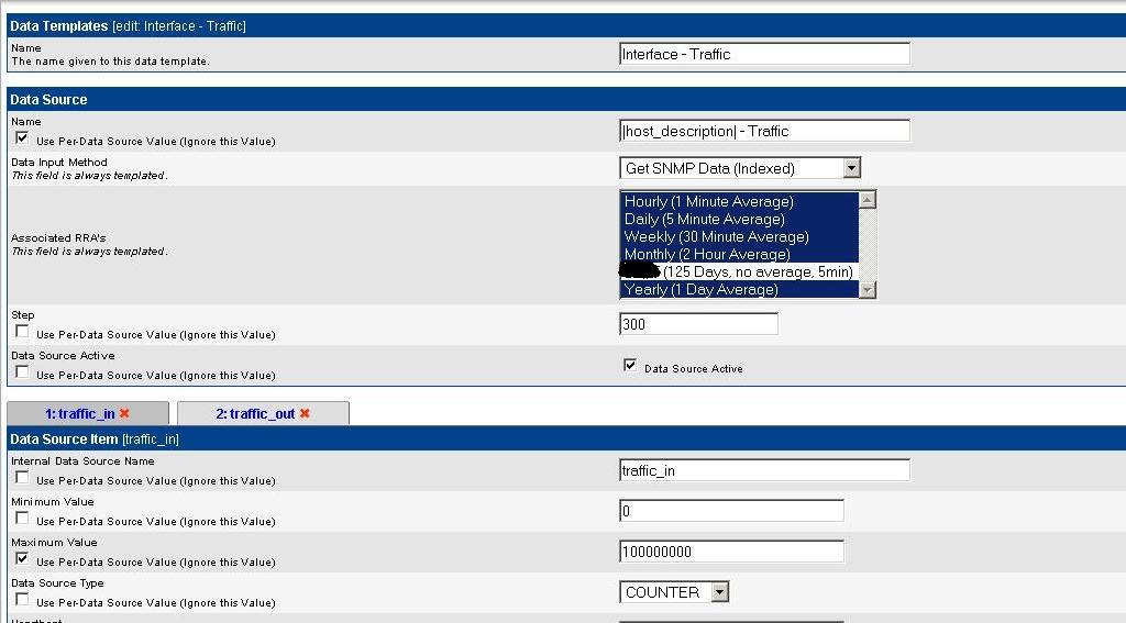 RRA Relation for interface traffic (cacti predefined)