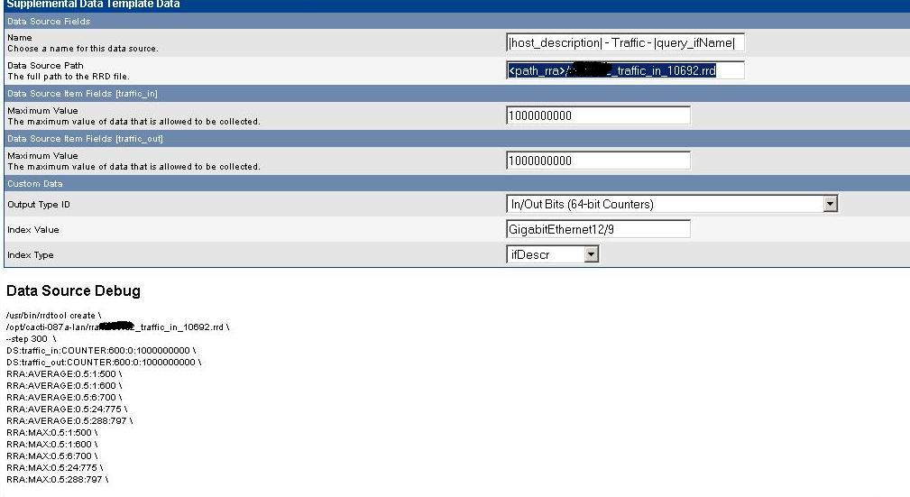 Data Source based on cacti predefined interface - traffic