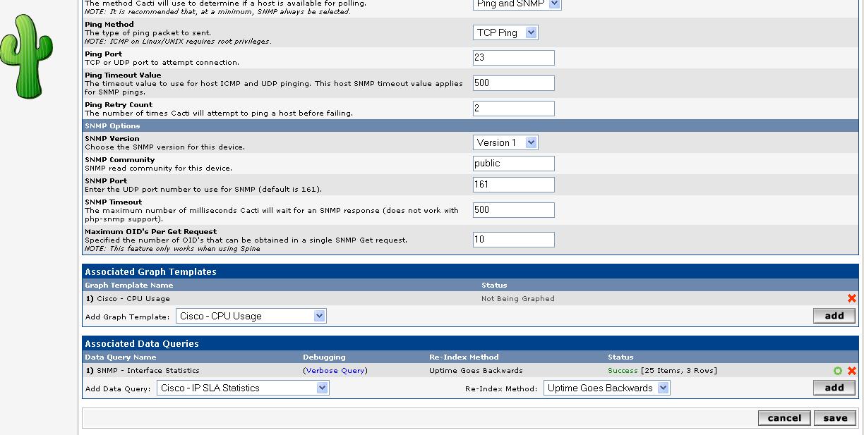 this screenshot shows that this device does not have the data query &amp;quot;Cisco IP SLA Statistics&amp;quot; as one of the associated data query for this device. I can do this from the GUI but I want to do this from CLI.