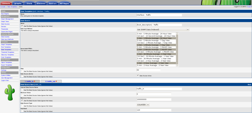 Network Traffic Data Source with Associated 1 minute RRA Files