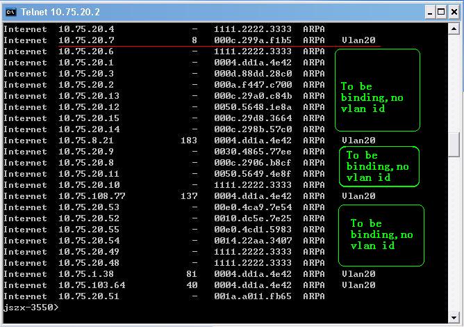 Cisco 3550 ARP Table