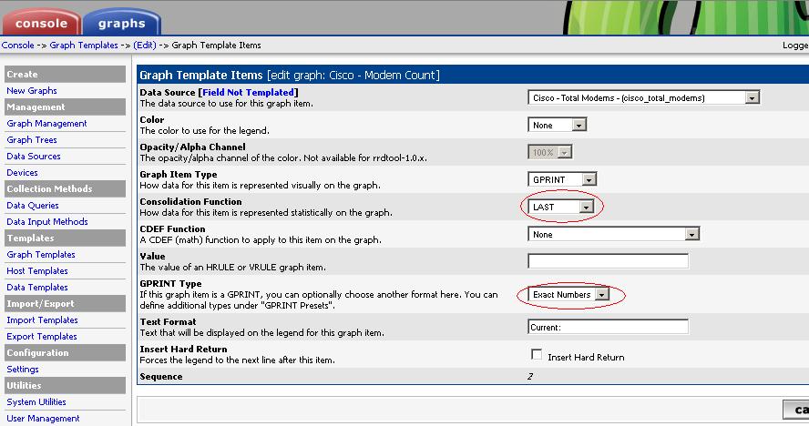 For your GPRINT's, consolidation funtion = LAST and GPRINT type = Exact numbers.