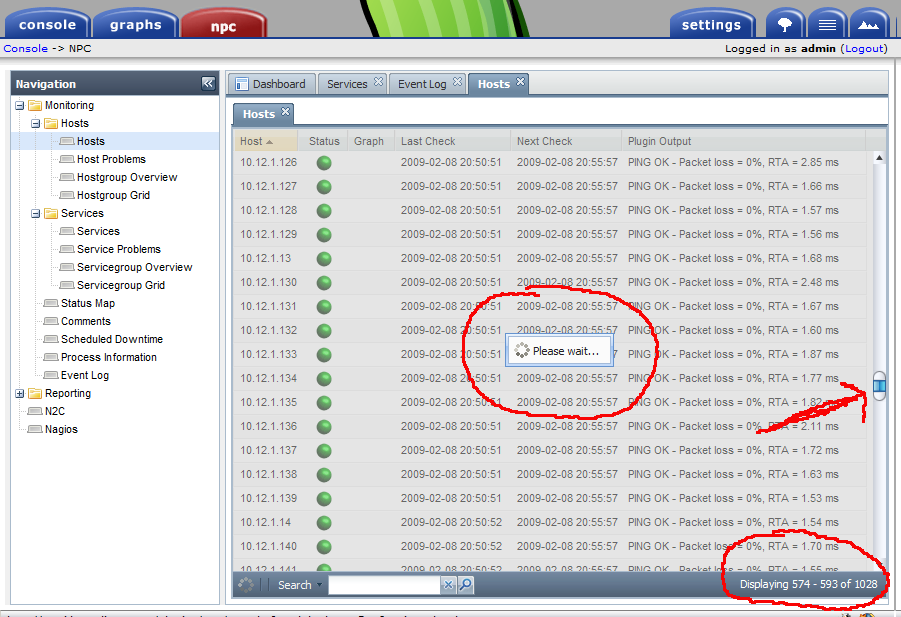 The grid correctly calculates which records will be displayed while scrolling. The bottom toolbar displays which records will be visible while the grid is fetching the results.