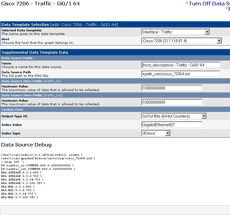 Editing MAX value from cacti web interface