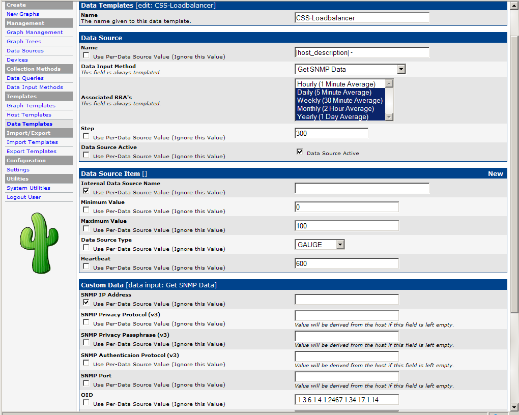 Creation of the data-template