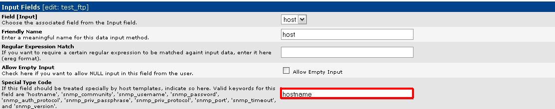 I forgot to indicate &amp;quot;hostname&amp;quot; as Special Type Code, couldn't work :s