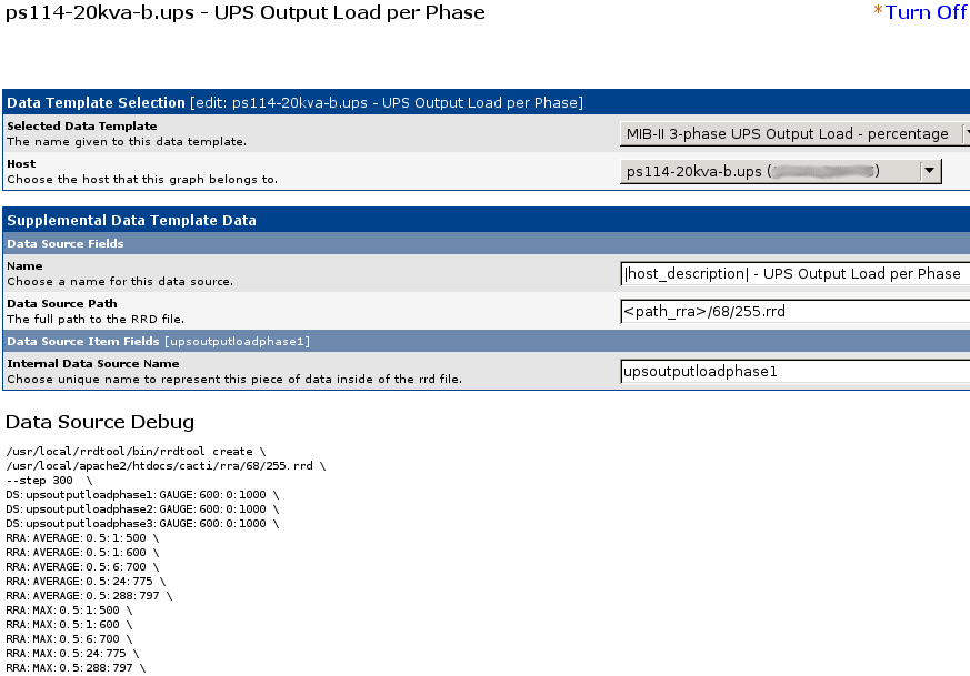 Data source debug for the 3-phase output load graph.  Everything is working correctly here.