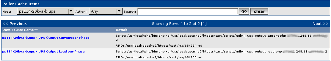 Poller cache info