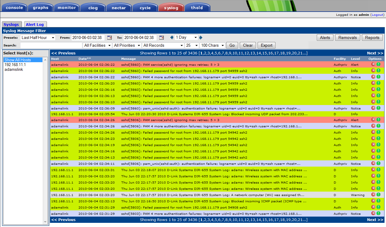 Main Syslog Interface