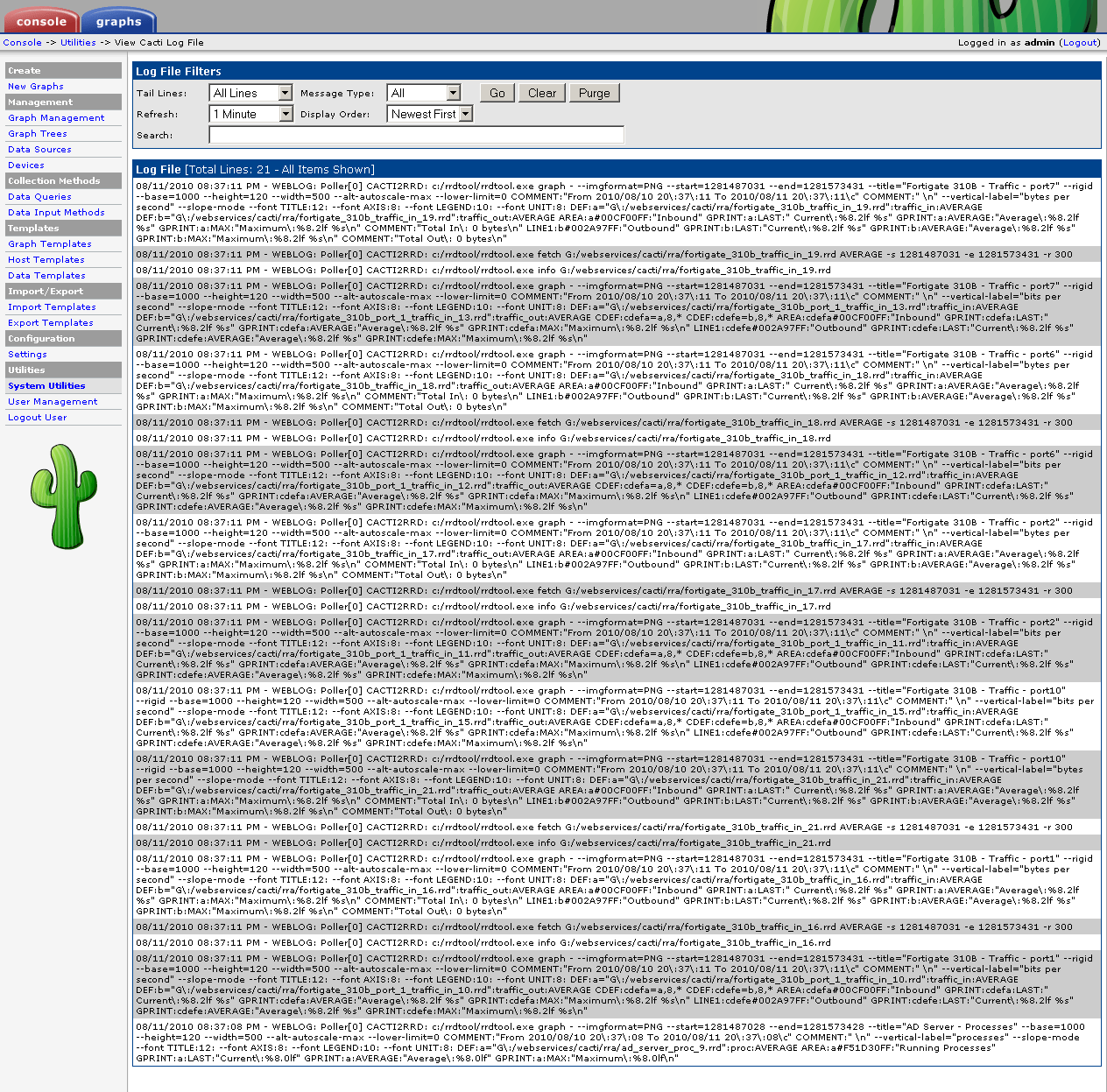Console -- Utilities -- View Cacti Log File_1281574114376.png