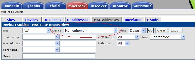 MAC Address Tab with Device Filter circled.