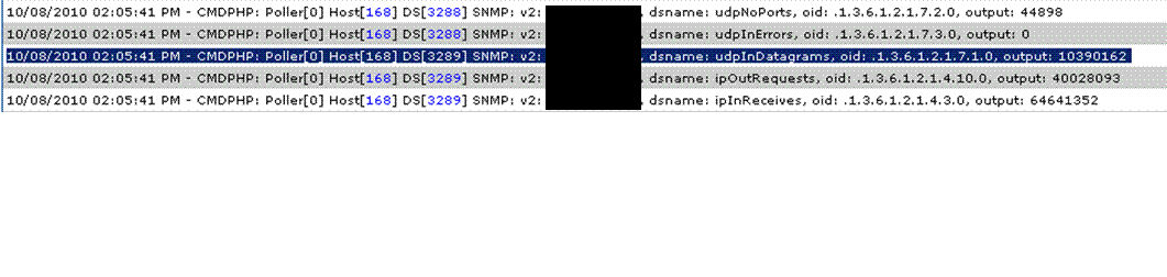 Here is the query as seen in the log file and is pretty much on target with a straight snmpwalk of the OID