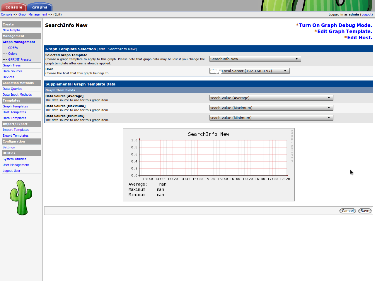 remote server 97 showing no data in its graph