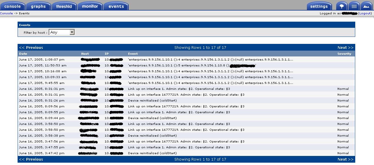 View of SNMP Traps received