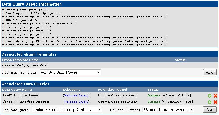 Cacti Data Query Debug