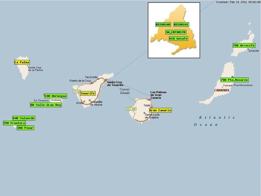 This is the Main map, and you can see La Palma label, for example. In this case is just a link to la Palma submap. The yellow label must be grenn if all devices monitored in la Palma submap are OK.