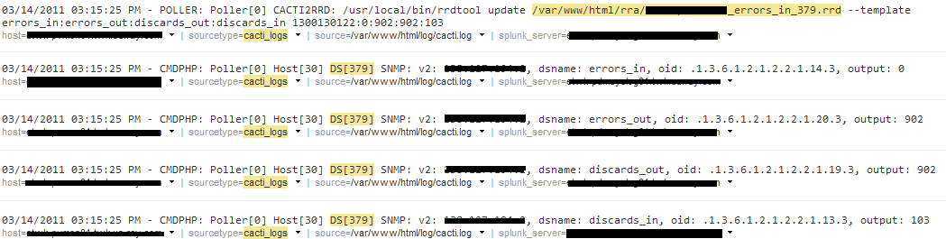 cacti debug output for snmp queries to the cisco 6509.