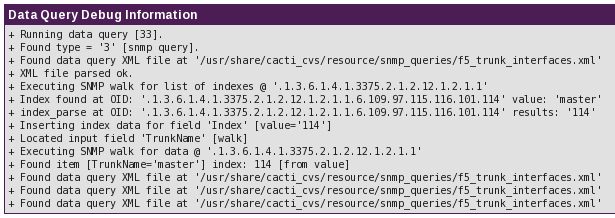 Picture that shows the results of the verbose query of the SNMP.