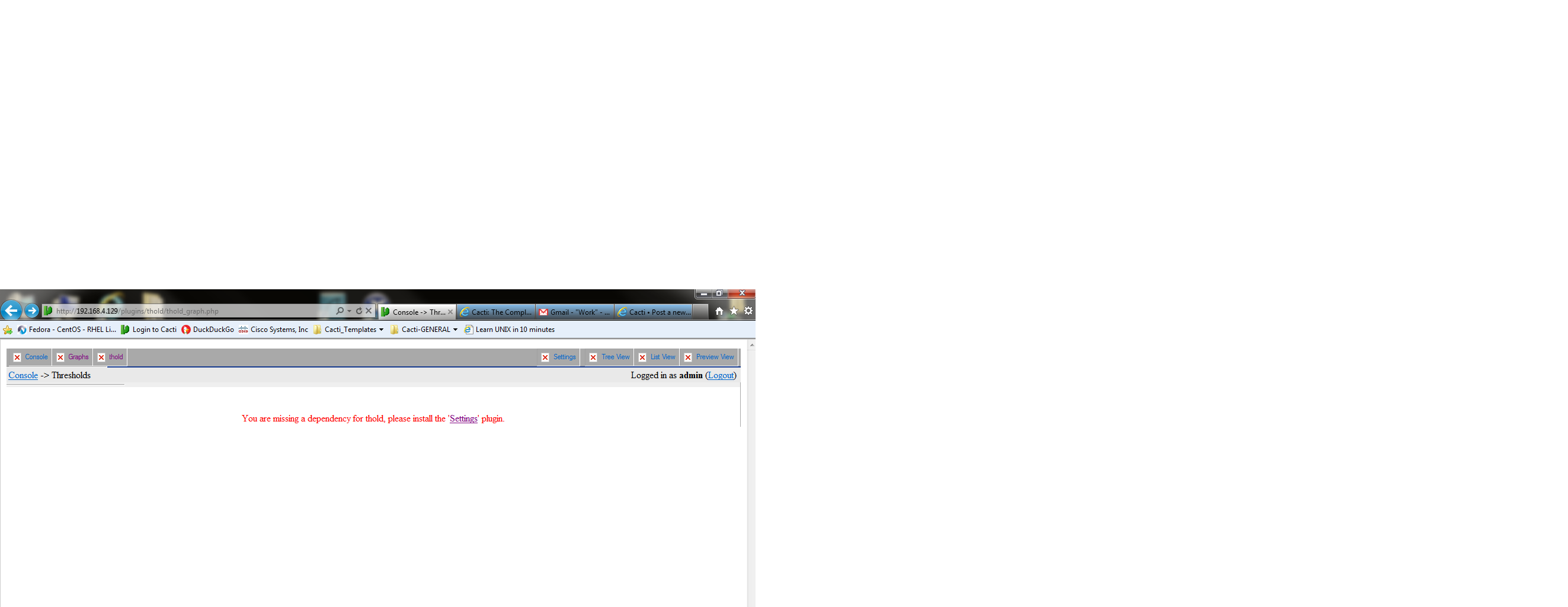 Error I recieve when I click on the Thold tab. This is the broken Thold page