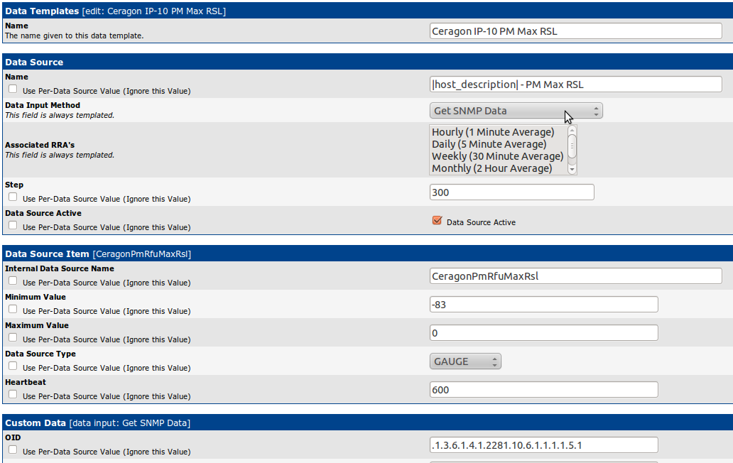 Data Templates &quot;Ceragon IP-10 PM Max RSL&quot;