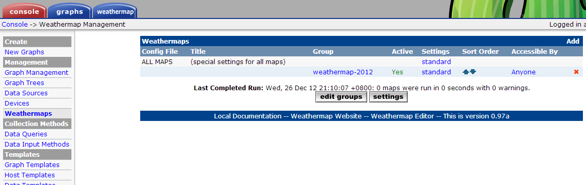 weathermap management screenshot