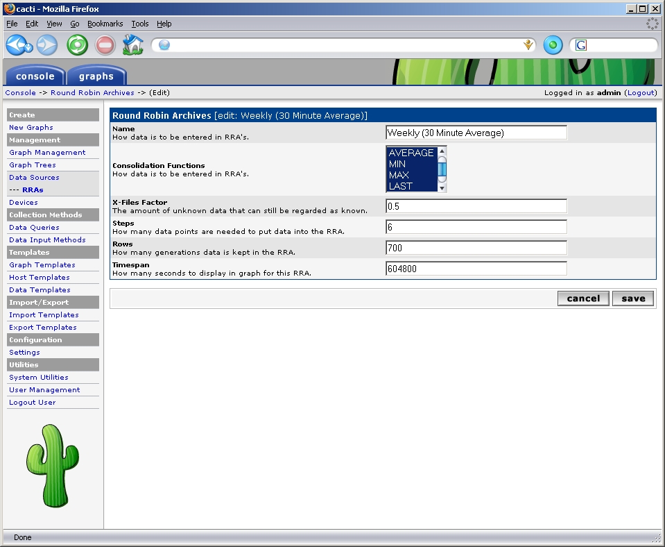 Weekly RRA Settings