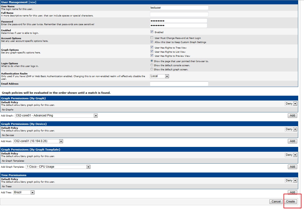 Performing a form to create a new user