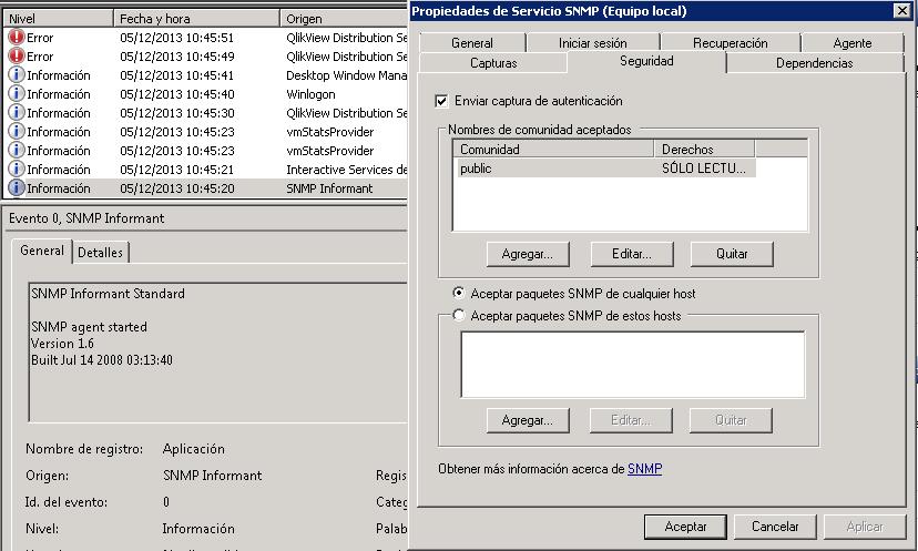 w2008r2, event viewer and snmp service configuration