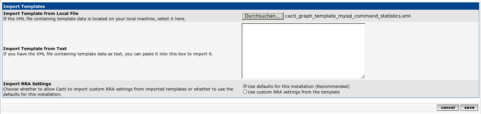 Result of import