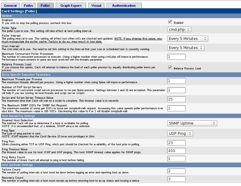 POLLER TAB of the frontend Settings