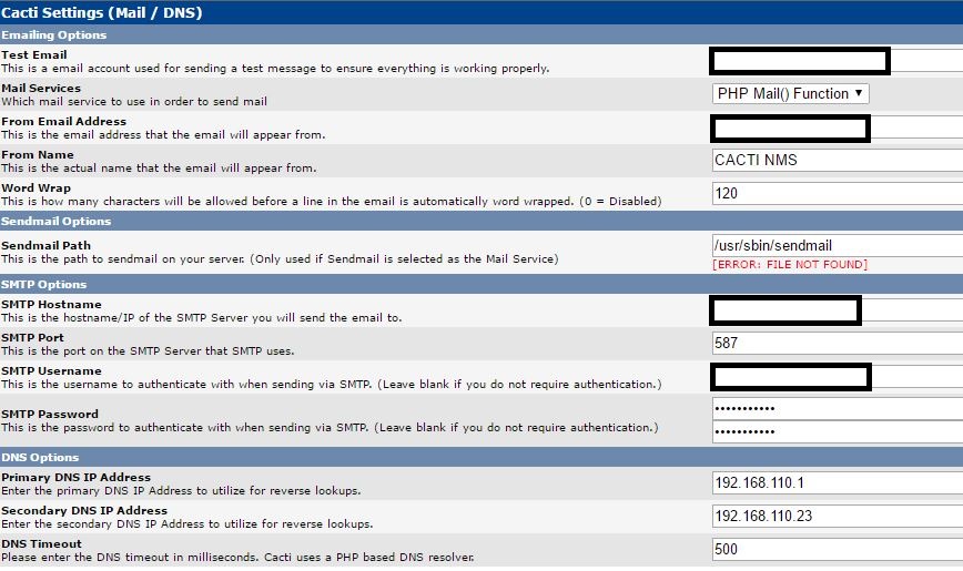 settings page