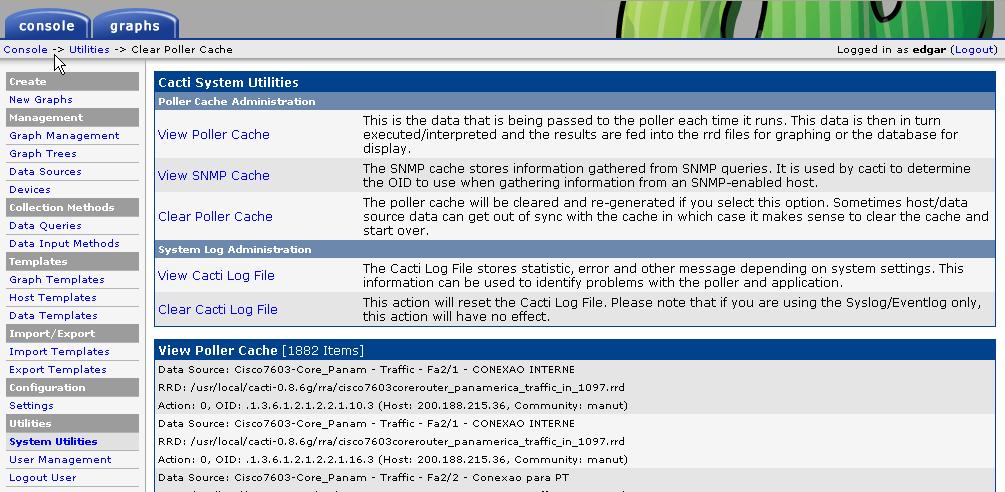 when I use the interface.xml which is shipped in Cacti tgz package, it shows me this screen doing a clear poller cache. Nota that I'm using the same Cacti installation for all tests.