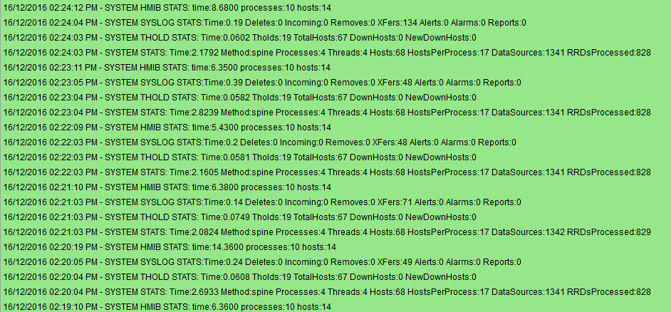 Cacti log showing no errors from weathermap