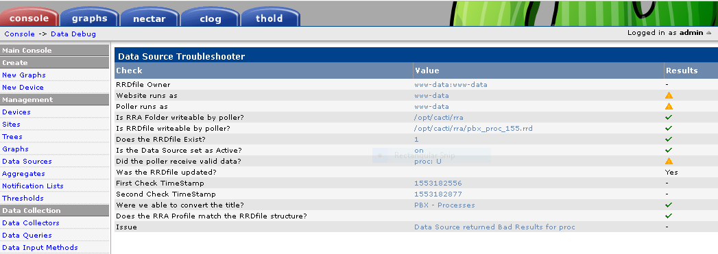 Data source troubleshooter