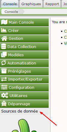 Sources de donnée -&gt; Sources de données