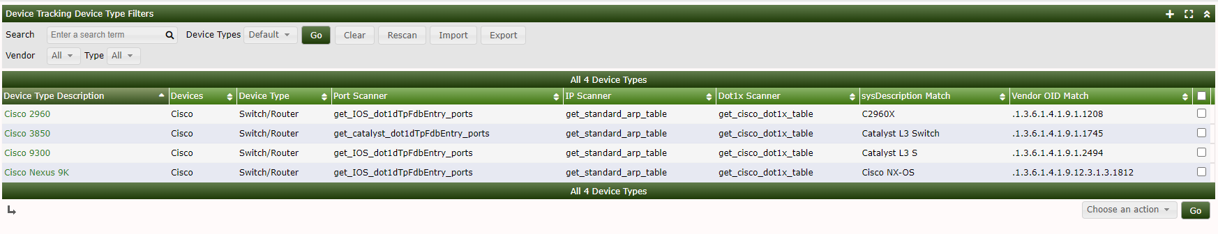 my router definitions - these worked in older versions of MACTRACK so I used the same settings