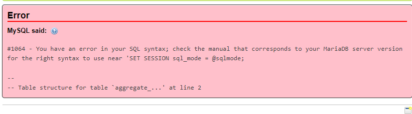 error during import of cacti.sql