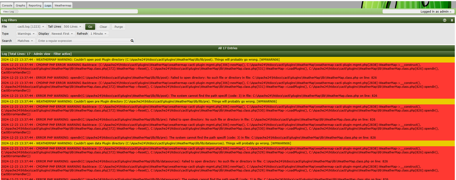 log weathermap issue.PNG