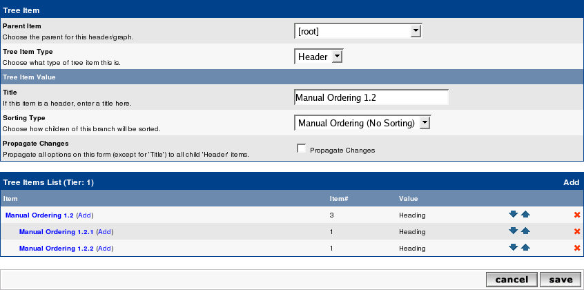 manual ordering
<br />reordering keeps current page
<br />cancels goes one step upwards