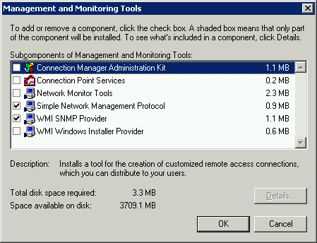 Installing SNMP + WMI on Windows 2003 Server