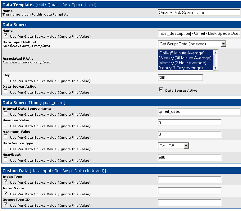 Data template screen