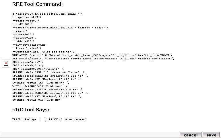 RRDTool command error result in Graph Debug turned on.