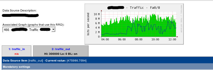 Here the current value of outgoing traffic is 475986.7094.  The graph shows around 6 Megs of outgoing.  How can this number equate to 6 megs?