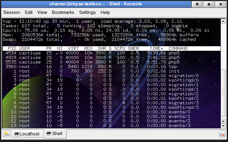 mysql service not running, but poller is @ 100%