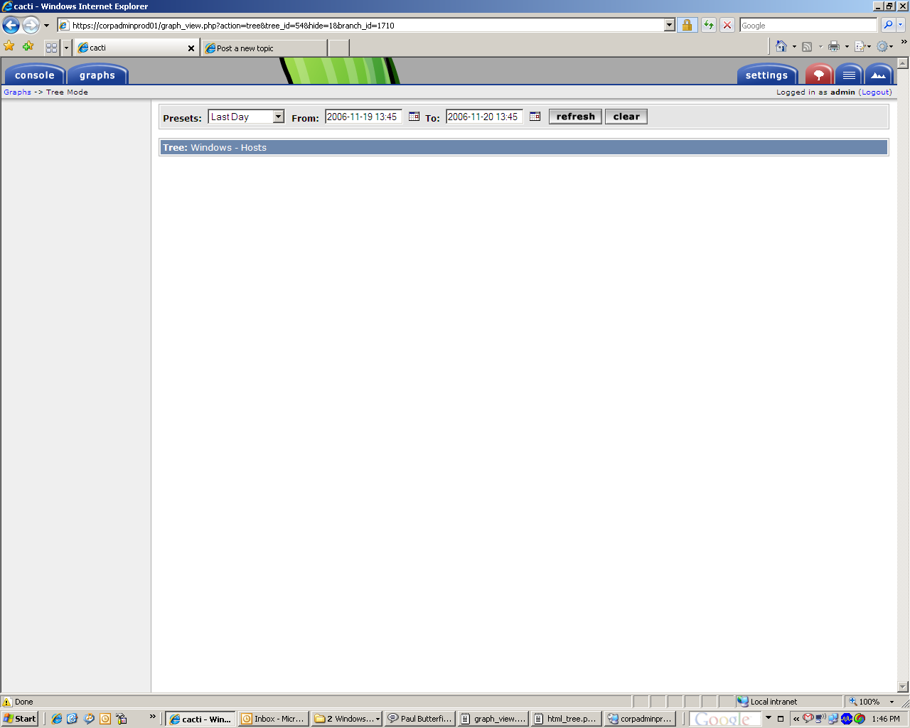 Sceenshot of broken graph page.